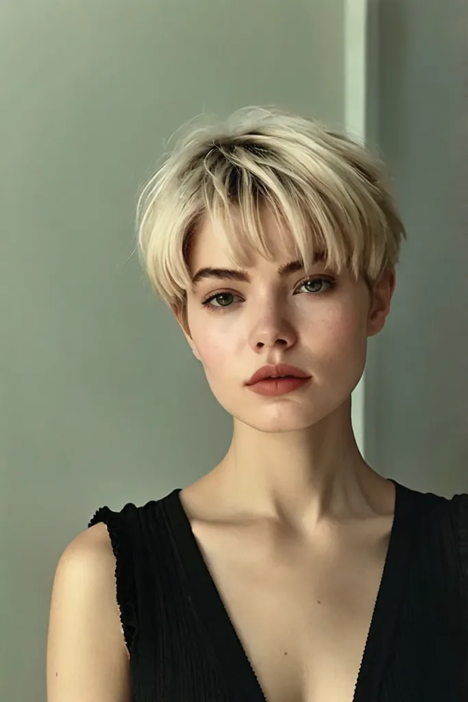 pixie cut woman with short blonde haircut copy