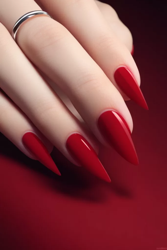 summer nails manicure deep red nails