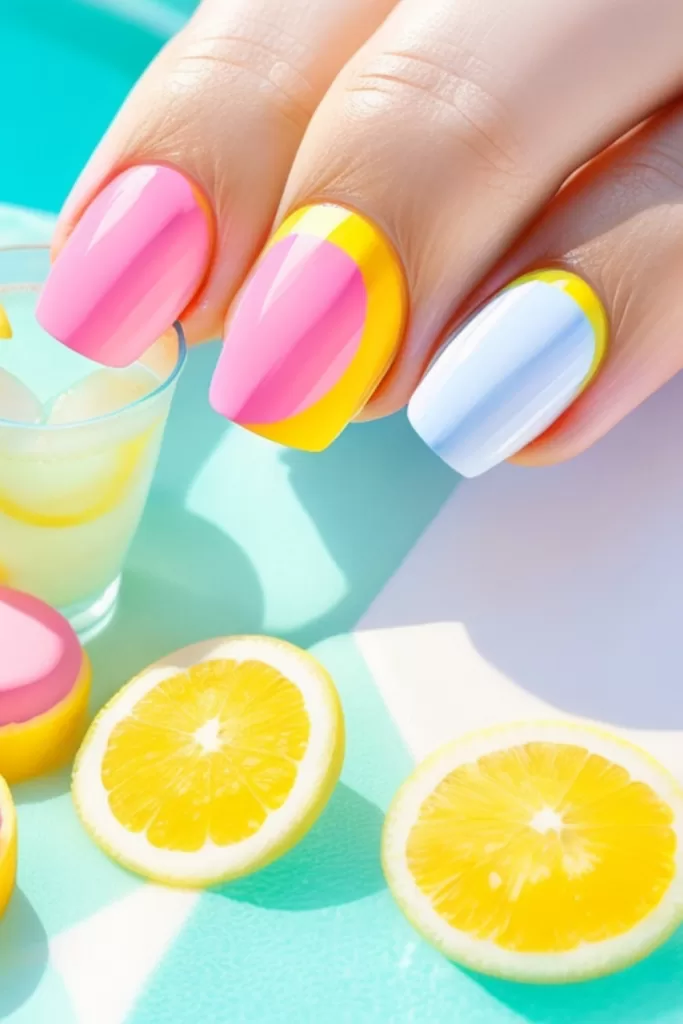 summer nails minimalist pastel nails colored manicure