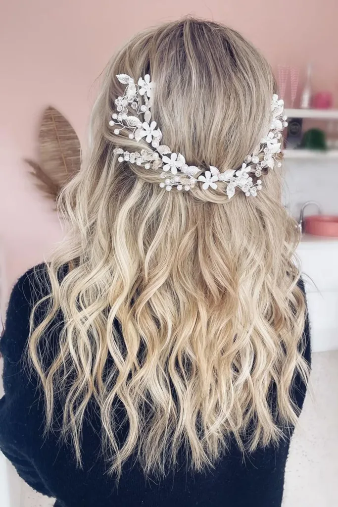 half up half down prom hairstyle wavy hairstyle hair piece